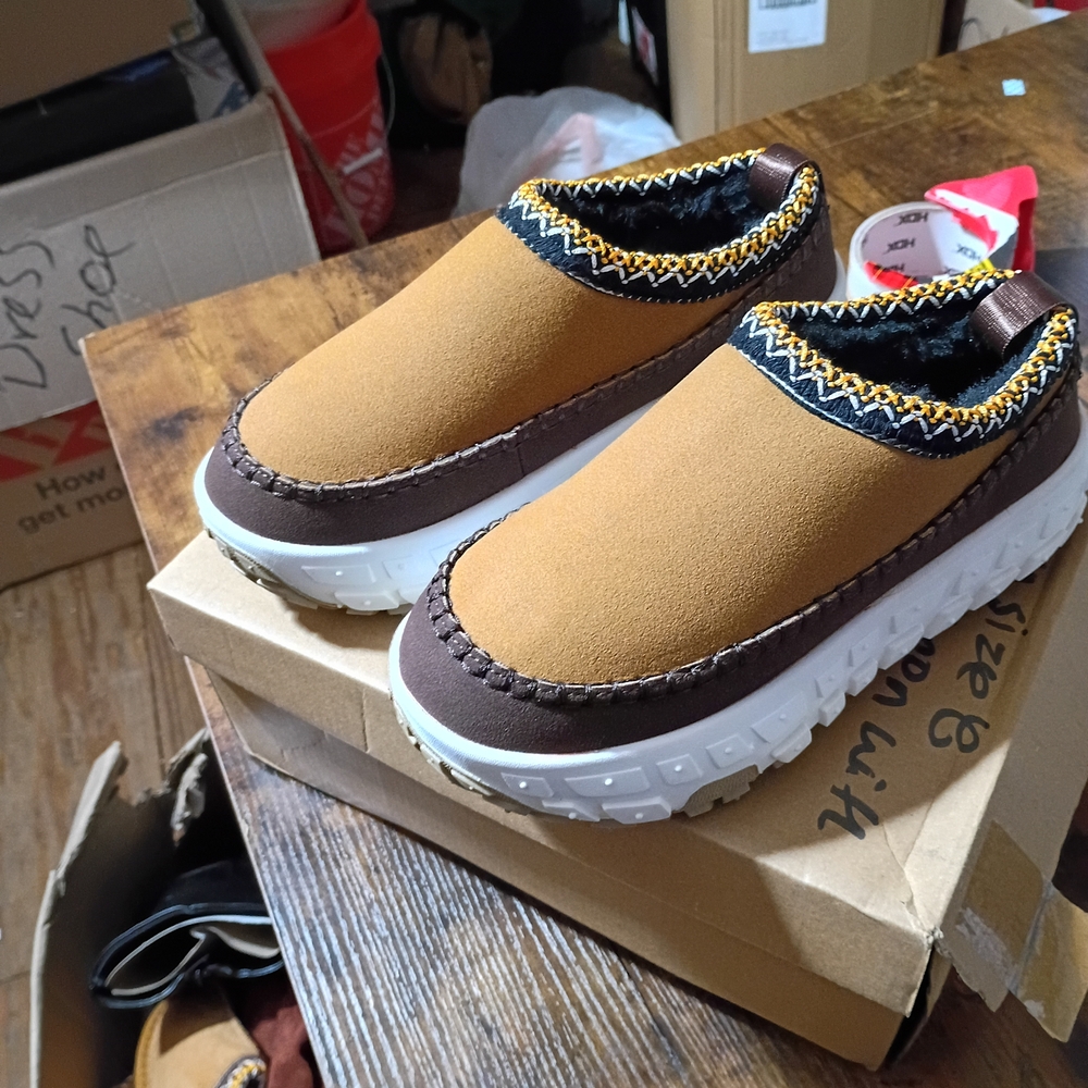 Brown and White Slip-On Shoes